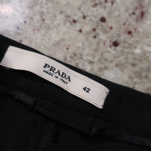 Womens Prada Black Flat Front Ankle Zip Dress Pants 42 US/6 * - Picture 13 of 13